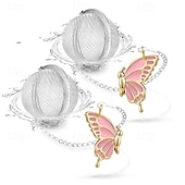 abordables Utensilios de cocina y gadgets-2 bolas de té para té a granel con colgante de mariposa 3D. Infusor de té de malla de acero inoxidable.