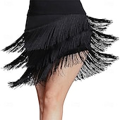 economico Abbigliamento danza del ventre-Gonna con Frange e Paillettes Samba Dancewear Gonna Latina con Elastico Costume di Performance per Danza Moderna Ballo Salsa Samba