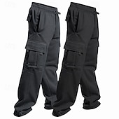 abordables Fret-Paquets multiples 2 pièces Homme Bleu marine + noir Jogging Cargo Pantalons Cordon de serrage Taille Élastique Uni Vacances Tenue quotidienne Polyester Printemps