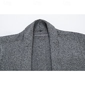 preiswerte Herren Strickjacke-Herren Pullover Strickjacke Gerippt Stricken Tunika Gestrickt Einfach Schalkragen Urlaub Mode Lässig Alltagskleidung Bekleidung Frühling &amp; Herbst Schwarz Burgunderrot M L XL