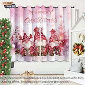 economico Cucina natalizia-Tende termiche isolanti con stampa digitale 3D a forma di gnomo natalizio, set da 2 pezzi di tende oscuranti con occhielli per balconi esterni, soggiorno e arredamento per la casa