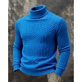 abordables Pull col rond-Homme Pull Pull Tricoté Côtelé Tricoter Hauts Réguliers Tricoté Couleur Unie Col roulé Mode Streetwear Occasionnel Tenue quotidienne Vêtement Tenue Automne Hiver Noir Blanche S M L