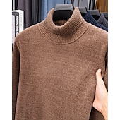 preiswerte Herrenpullover-Herren Pullover Fleece Pullover Strickpullover Gerippt Stricken Normale Oberteile Gestrickt Einfach Rollkragen Mode Basic Urlaub Alltagskleidung Bekleidung Herbst Winter Schwarz Marineblau M L XL