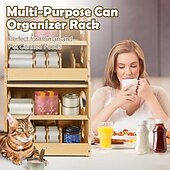 economico Giochi per gatti-contenitore per cibo per gatti, adatto per ripostigli, contenitore in legno impilabile a 2 livelli, adatto per frigoriferi, armadi e cucine, contiene fino a 36 contenitori per cibo umano e per animali