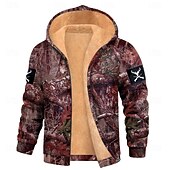 economico Felpe da Caccia-Per uomo Mimetico Pile Felpa con Cappuccio Giacca di pelle Felpa Classico Militare Da caccia Girocollo All'aperto Campeggio Verde Rosso rosa Con zip Autunno Inverno progettista S M L XL 2XL 3XL