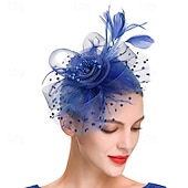 cheap Fascinators-Headdress Feathers Beads Wedding Birthday Elegant Vintage With Rhinestone Headpiece Headwear