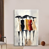 cheap People Paintings-Handmade Oil Painting Canvas Wall Art Decoration Abstract Figures Fashion Model for Home Sofa Background Entrance Hall Decor Stretched Frame Hanging Painting/Rolled Frameless Unstretched Painting