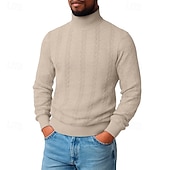 billiga Basic sweatshirts-Herr Jacquard Tröja Svart Vit Orange Kaki Grå Kinakrage Slät Strukturerad Sport &amp; Utomhus Ledigt Dagligen Streetwear Häftig Sportkläder Vår &amp; Höst Kläder Pull Tröjor