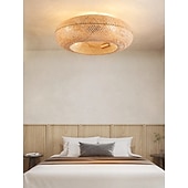 economico Lampade da soffitto con dimmer-ventilatore da soffitto in bambù con luce
