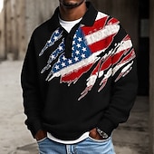 voordelige Patriottische 250 Polos-4 juli 2026 250e Voor heren Amerikaanse Amerikaanse vlag Polo Met Textuur Lange mouw Poloshirt Revers Casual Sportkleding Alledaagse kleding 3D-afdrukken Lente Herfst Winter blauw Wit Rood