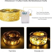 economico Strisce LED-Luci a stringa a nastro 3m 30LED 5m 50LED luci decorative per alberi atmosfere per matrimoni di Capodanno luci a ghirlanda alimentate a batteria in filo di rame