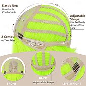 baratos Perucas de Carnaval-Peruca de Carnaval 2026 Vermelho Azul Branco Liso Bob Curto Peruca sintética para festivais Mardi Gras Parada Cabelo para fantasia de cosplay para Feminino