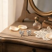 economico Orecchino da donna-orecchini pendenti in argento con fiocco, cristallo trasparente e ciondolo a croce – eleganti orecchini pendenti per donna