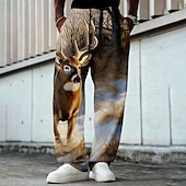 economico pantaloni della tuta stampati da uomo-Per uomo Animale Renna Natura e paesaggi Pantaloni da tuta Pantaloni Pantaloni casual Misura del girovita medio Vintage Retrò All'aperto Caccia Allenamento Coulisse elastica in vita Pantaloni a gamba