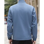 abordables Vestes de course-Homme Couleur Unie Veste zippée blouson aviateur Manteaux décontractés Printemps &amp; Automne avec poches manche longue Athleisure Imperméable Léger Salle de sport Randonnée Course Entraînement Noir