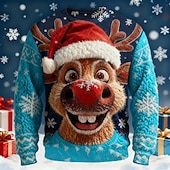 זול סוודרים מכוערים של גברים-סוודר חג המולד המכוער בגדי ריקוד גברים כל אחד דפוס סוודר סוודר סריגים צווארון צווארון יום יומי חופשה יומי Keep Warm שרוול ארוך אביב סתיו חורף שחור אודם פול