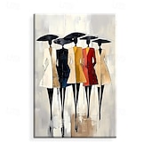 cheap People Paintings-Handmade Oil Painting Canvas Wall Art Decoration Abstract Figures Fashion Model for Home Sofa Background Entrance Hall Decor Stretched Frame Hanging Painting/Rolled Frameless Unstretched Painting