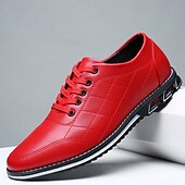 abordables Baskets Décontractées-Baskets décontractées rouges pour homme en similicuir - légères, élégantes, à lacets, idéales au quotidien, confortables pour le travail et les sorties du week-end.