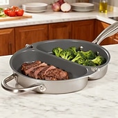 abordables Ustensiles de cuisine-Poêle pliante double, poêle antiadhésive à double fond