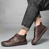 economico Stivaletti alla caviglia-sneakers da uomo in similpelle marrone con lacci: eleganti e versatili, ideali per il lavoro, l'abbigliamento casual e le attività all'aperto