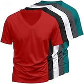 tanie podstawowe koszulki-5-częściowy męski T-shirt z krótkim rękawem, dekolt w serek, letni, na każdą porę roku, jednolity kolor, prosty, codzienny, 5-częściowy zestaw, wakacyjny, casualowy, biały, top, męski