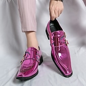 preiswerte Mönchsschuhe-Lila Herren-Loafer aus Lackleder mit doppeltem Monk-Riemen und Strassverzierungen – elegantes Schuhwerk für luxuriöse Anlässe und Abendgarderobe