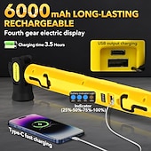 levne Domácí potřeby-Pracovní světlo pro mechaniky pod kapotu s háčky - 3200lm 6000mah dobíjecí přenosné magnetické LED pracovní světlo pro opravu auta, garáž, dílnu, kempování, žluté