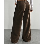 economico gamba larga e vita alta-Per donna Culotte Gamba Larga Chinos Streetwear Casual Lunghezza intera Vita media Semplice Tasca Elastico in vita Confortevole Inelastico Quotidiano All'aperto Vacanza Aalbicocca Grigio Blu marina