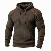  Pánské Kapuce Vaflové mikiny s kapucí Svetrová mikina s kapucí Hnědá Kapuce Bez vzoru Slátanina Barevné bloky S texturou Sporty a outdoor Ležérní Denní Šik ven Chladný Sportovní oblečení Jaro & podzim