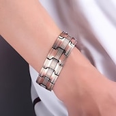 billiga Hemutrustning-herrmagnetiskt armband - tre rader stark magnet - justerbart magnetiskt pärlarmband, elegant smycke i legering som present till pappa, mamma, jul, födelsedag, flera färger, herrmagnetiskt armband