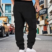 ieftine cargou-Bărbați Pantaloni de sport cargo Pantaloni Sport Joggeri Pantaloni Pantaloni Waffle Cordon Buzunar Talie elastică Simplu Confort Απαλό Zilnic În aer liber Concediu Vacanță Modă Negru Verde Militar