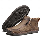 abordables Botines-Botas de senderismo de piel sintética de primera calidad para hombre: calzado resistente con cierre de cremallera para aventuras al aire libre y uso casual.