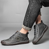 economico Stivaletti alla caviglia-sneakers da uomo in similpelle marrone con lacci: eleganti e versatili, ideali per il lavoro, l'abbigliamento casual e le attività all'aperto