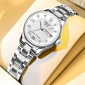 economico Orologi al quarzo-L'orologio al quarzo da donna è alla moda casual ed elegante con una scala digitale in strass e un quadrante luminoso con doppio calendario - La migliore scelta regalo per la Festa della Mamma per le