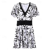 billiga One Pieces &amp; Tankinis-Dam Rash-guards Baddräkt Badkläder Badkläder Vit Mörkblå UV-skydd Magkontroll Surfing Strand Semester Sommar