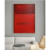 baratos Pinturas Abstratas-Pintura a óleo artesanal em tela, arte de parede abstrata com textura vermelha, decoração para sala de estar, hall de entrada, decoração para casa, pintura enrolada sem moldura e sem esticar.