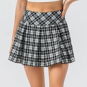 זול חצאיות וחצאיות קצרות לנשים-בגדי ריקוד נשים משובץ / משבצות אחיד חצאית קז'ואל חצאית טניס חצאיות קפלים חצאית ספורט אלסטי תומך זיעה נושם טניס פיקלבול יוגה תחתיות שחור לבן צהוב בגדי טניס