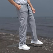 cheap Straight Leg-Men's Sweatpants Trousers Baggy Pants Straight Leg Sweatpants Waffle Pants Drawstring Pocket Elastic Waist Plain Comfort Soft Outdoor Daily Holiday Fashion Classic Style Black White Micro-elastic