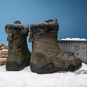 Χαμηλού Κόστους Χειμερινές και χιονισμένες μπότες-Ανδρικές αδιάβροχες μονωμένες χειμερινές μπότες - αντιολισθητικές ζεστές καπιτονέ μπότες χιονιού για υπαίθρια πεζοπορία και κρύο καιρό