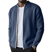 Недорогие Повседневные куртки-Муж. Легкая куртка Вельветовый пиджак Повседневная куртка Отпуск Повседневные Дышащий Карман Весна Осень Полотняное плетение Мода Классика Воротник-стойка Обычная