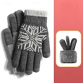 olcso Férfi sálak és kesztyűk-Férfi 1 pár Téli kesztyűk Kötött kesztyű Ujjatlan kesztyű Sportok Divat Sportos és szabadidős Mânuși Melegen tartani Báránybunda Színes Hópehely Ősz Fekete Sötétkék Szürke