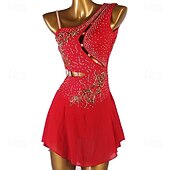 economico Abiti da Pattinaggio Artistico-Vestito da pattinaggio artistico Per donna Da ragazza Pattinaggio sul ghiaccio Vestiti Completi Bianco Blu marino scuro Rosso Floreale Scollatura posteriore Retato Elastene Elevata elasticità