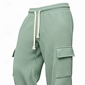 preiswerte Fracht-Herren Waffel Cargo-Hosen Cargo-Jogginghose Hose Gerade geschnittene Sweatpants Kordelzug Elastischer Bund Mehrere Taschen Einfach Feuchtigkeitsableitend Atmungsaktiv Volle Länge Sport im Freien