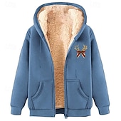 economico Divertente vestito natalizio-Per uomo Felpa con cappuccio Felpa con cappuccio a zip intera Felpa con cappuccio e zip Felpa con cappuccio foderata in pile Aalbicocca Nero Vino Rosso Verde Con Cappuccio Ogni Scena di Natale Tasca