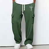 preiswerte Fracht-Herren Cargo-Jogginghose Jogginghose Hose Gerade geschnittene Sweatpants Waffelhose Kordelzug Tasche Elastischer Bund Kreuz Komfort Weich Outdoor Lässig Täglich Mode Klassicher Stil Dunkelbraun