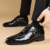 preiswerte Slipper-Schwarze Herren-Monk-Strap-Schuhe aus Kunstleder – elegantes Design mit Krokodilprägung und Schnalle, perfekt für formelle Anlässe, Geschäftstreffen und Hochzeiten.