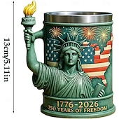 halpa Mukit ja kupit-Amerikan vapaudenpatsaan soihtumuki, Yhdysvaltojen 250-vuotisjuhlan muistolahja, isänmaallinen kahvikuppi, itsenäisyyspäivän 250-vuotisjuhlan matkamuisto, vapauden maamerkkimuki keräilijöille