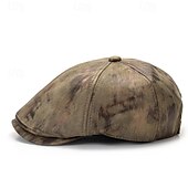 abordables Chapeaux homme-Homme Casquette Plate Chapeau Ascot Casquette Gavroche Noir Blanche Polyester Mode Occasionnel Rue Quotidien Teinture par nouage Réglable Écran solaire Respirant