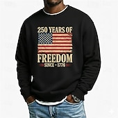 cheap Flag Pattern-Men's Graphic American US Flag 250th Anniversary Sweatshirt Sports Fashion Daily Classic Crew Neck Outdoor Vacation Blue Black Red Green Printing Spring Fall Designer S M L XL XXL XXXL