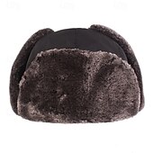 cheap Men's Hats-Men's Trapper Hat Winter Hats Winter Beanie Black Blue Polyester Fleece Lined Cozy Daily Wear Going out Solid / Plain Color Warm